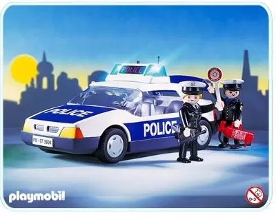 K2120 PLAYMOBIL POLICE Homme Policier en Noir avec Revolver Voiture 3904 