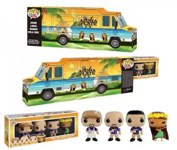 POP! Asia - Aloha Plate - Truck With Adam, Lanai, Shawn And Hula Girl Blu Shirt 4 Pack