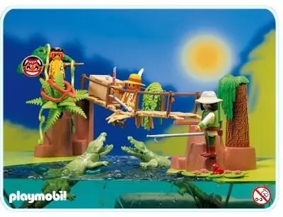 Playmobil Aventuriers - Aventuriers sur pont suspendu et alligators
