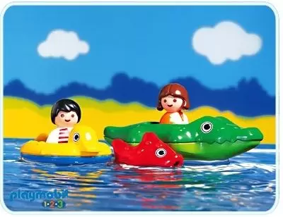 Playmobil 1.2.3 - Enfants et bateau crocodile