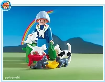 Playmobil Fermiers - Fermière et famille de chats