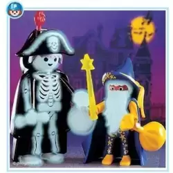 Magician and Halloween skeleton