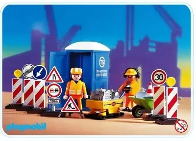 Playmobil Chantier - Ouvriers de chantier et dameuse