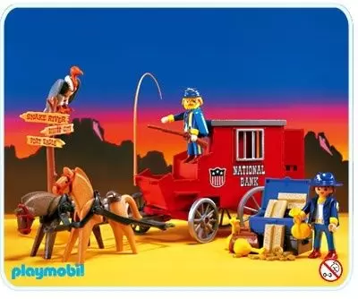 Playmobil Far West - Soldats et fourgon de la banque