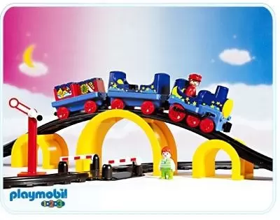 Playmobil 1.2.3 - Train sur pont et passage à niveau