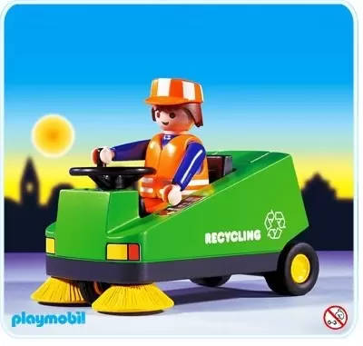 Playmobil dans la ville - Eboueur et son véhicule de nettoyage