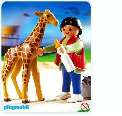 overalt Nat sted span Baby Giraffe with Zookeeper - Playmobil Animal Parc 3253-B