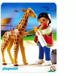 Baby Giraffe with Zookeeper