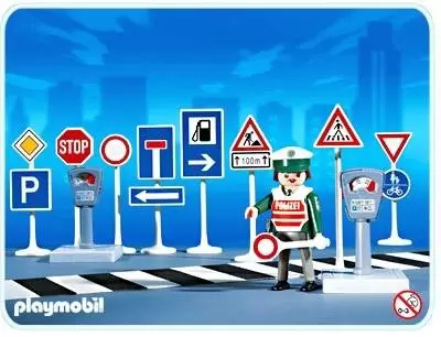 Playmobil Policier - Panneaux de signalisation et policier
