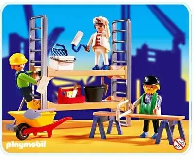 Playmobil Chantier - Ouvriers de chantier et échafaudage