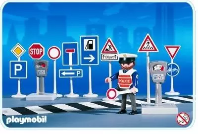 Playmobil Policier - Policier et Panneaux de signalisation