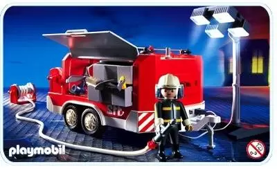 Playmobil Pompier - Pompier avec remorque et groupe électrogène
