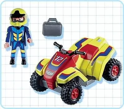 Playmobil Sports Mécaniques - Pilote sur quad rouge et jaune