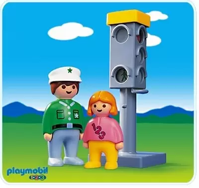 Playmobil 1.2.3 - Policier, enfant et feu tricolore