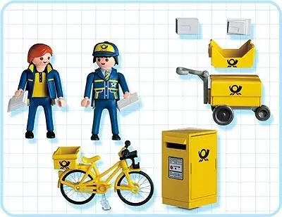 Playmobil dans la ville - Postiers et boîte aux lettres