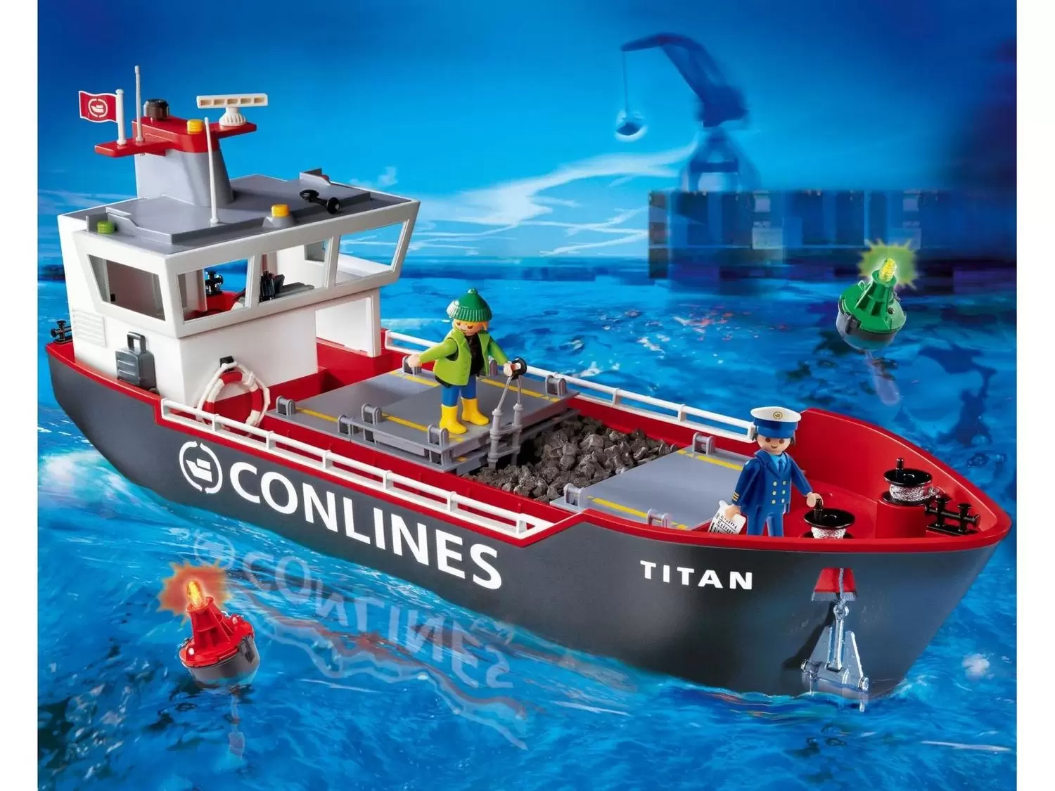 Playmobil Port & Plaisance - Cargo avec capitaine et ouvrier (CONLINES - Titan)