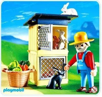 Playmobil Fermiers - Fermier et lapins avec clapier