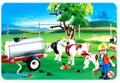Playmobil Fermiers - Fermier,  vache et réservoir
