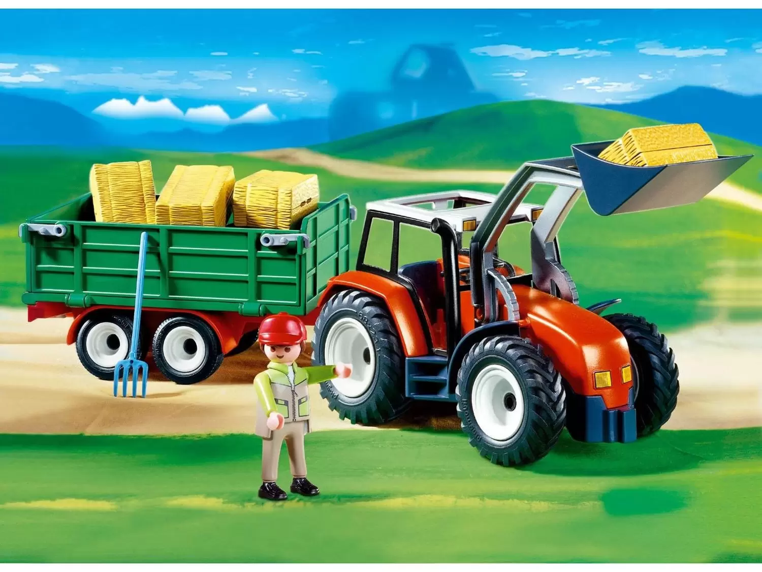 Playmobil Fermiers - Grand tracteur avec remorque