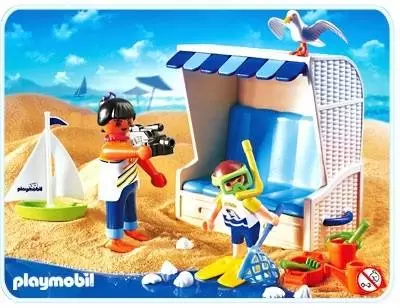 Playmobil en vacances - Maman / enfant / banquette de plage