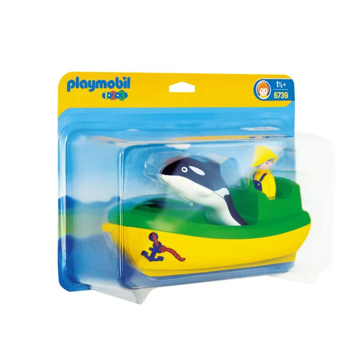 Playmobil 1.2.3 - Pêcheur et bateau avec dauphin 1.2.3