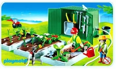 Playmobil dans la ville - Horticulteurs et  plantations avec abri de jardin