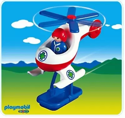 Playmobil 1.2.3 - Pilote et hélicoptère de sauvetage 1.2.3