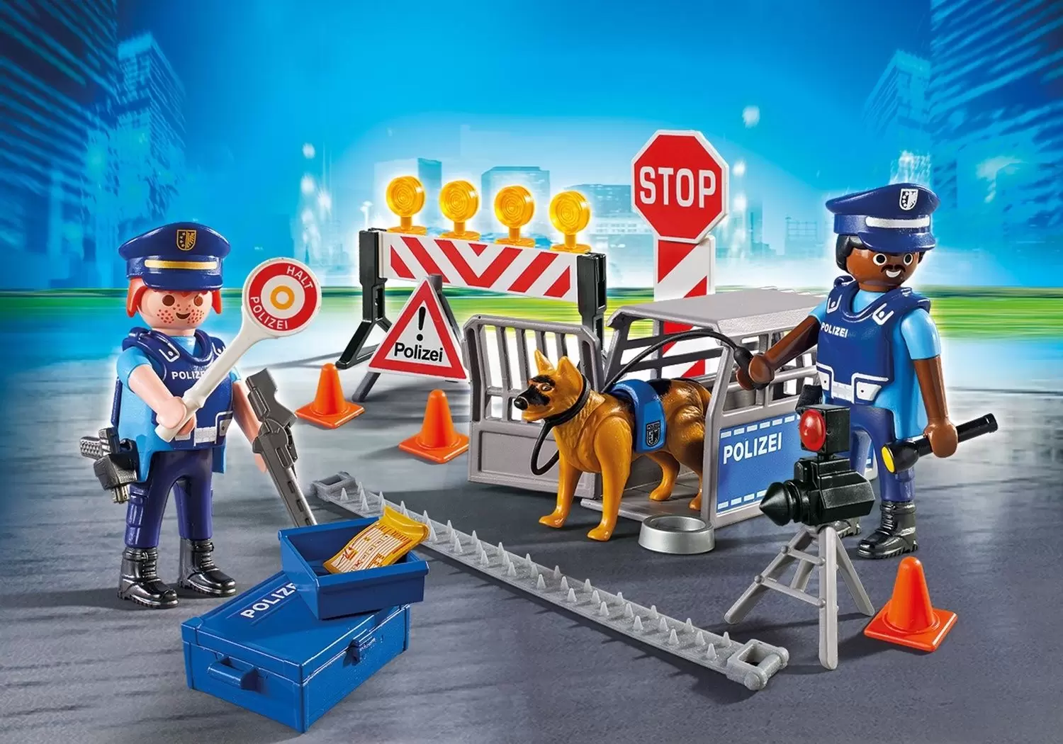 woordenboek calorie Tussendoortje Police roadblock (Polizei) - Police Playmobil 6878