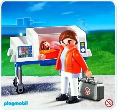 Playmobil Hôpital & Sauveteurs - Infirmière et bébé en couveuse