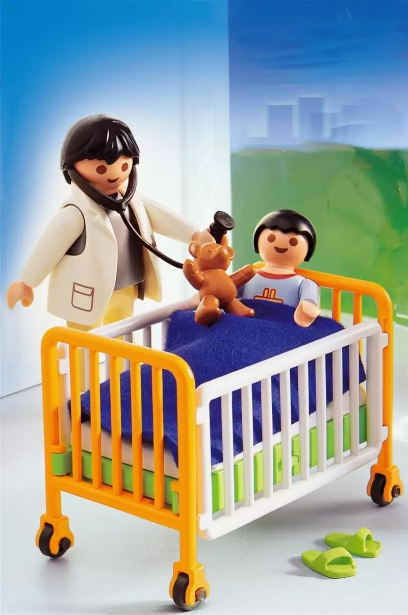 Playmobil Hôpital & Sauveteurs - Médecin et enfant avec lit d\'hôpital