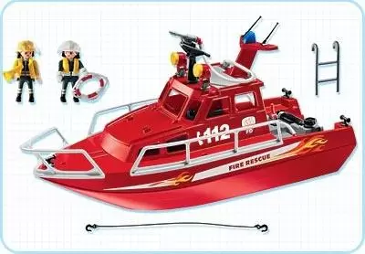 Playmobil Pompier - Pompiers et sauveteurs en bateau