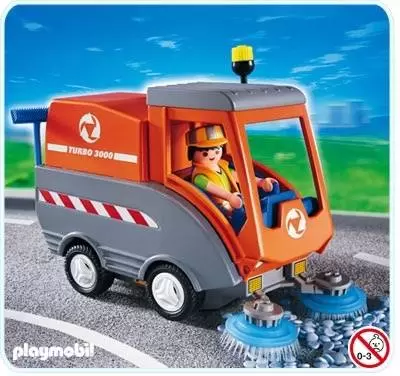 Playmobil Chantier - Agent avec balayeuse aspiratrice