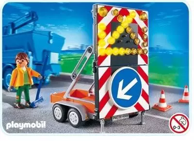 Playmobil Chantier - Agent routier et signalisation lumineuse