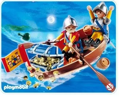 Playmobil Pirates - Soldats avec barque et trésor