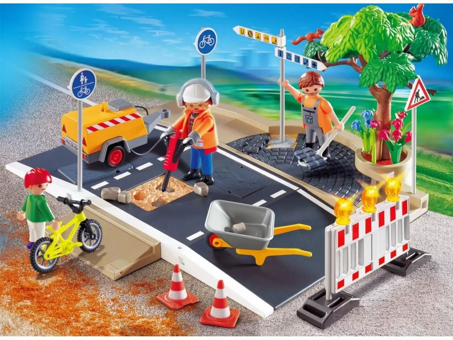 Agent routier et signalisation lumineuse - Playmobil Chantier 4049