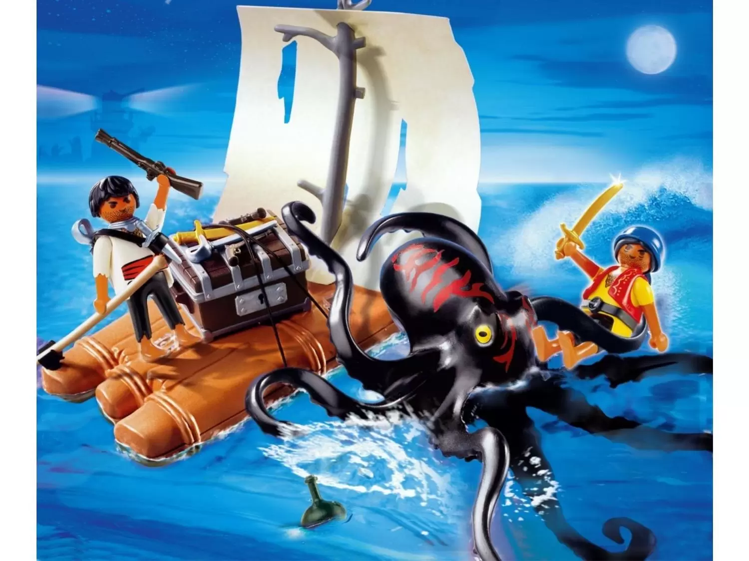 Playmobil Pirates - Pieuvre géante avec radeau pirate