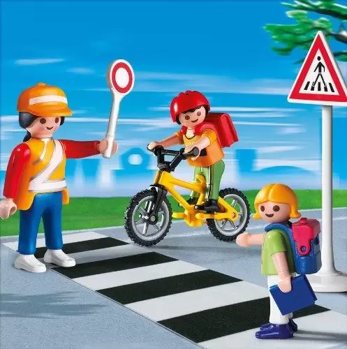 Playmobil dans la ville - Agent de sécurité et écoliers
