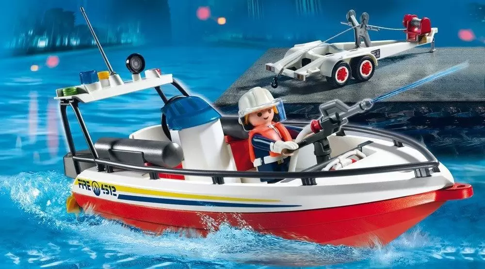 Playmobil Firemen - Fire Boat with Trailer