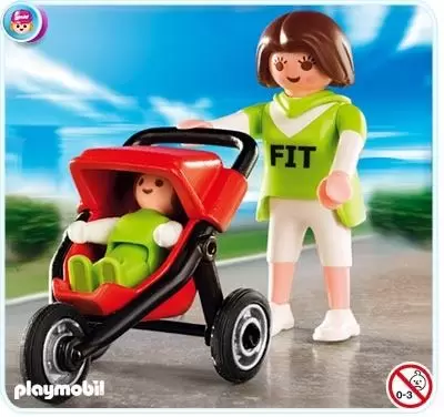 Playmobil mother with Child bebé en PRAM Buggy 
