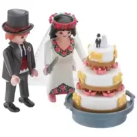 Bridal Pair and Wedding Cake