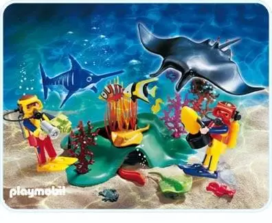 Playmobil Monde sous-marin - Plongeurs avec barrière de corail