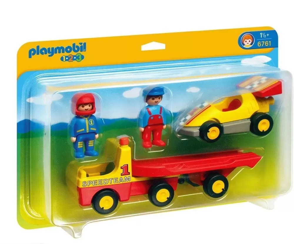 Playmobil 1.2.3 - Voiture de course avec camion de transport