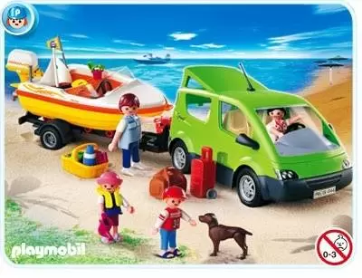 Playmobil Port & Plaisance - Voiture familiale avec remorque porte-bateaux