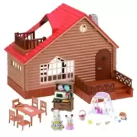 Log Cabin Gift Set With Baby And Mother Chocolate Rabbit (A)