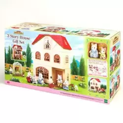3 Story House / Cedar Terrace Gift Set With Baby And Mother Persian Cat (A)