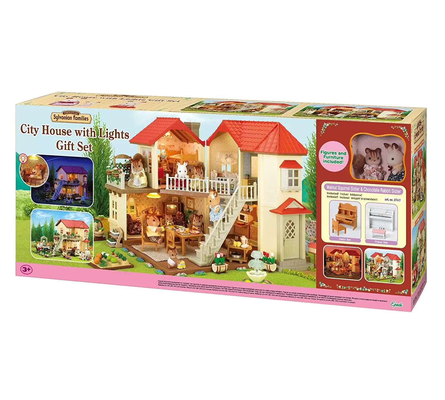 Sylvanian Families (Europe) - City House With Light Gift Set With Sister Squirrel and Sister Chocolate Rabbit