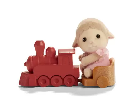 Calico Critters (USA, Canada) - Critters in Mini Carry Cases - Lamb on Train