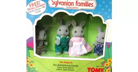 Babblebrook Grey Rabbit Family Vintage Sylvanian Families Bunnies