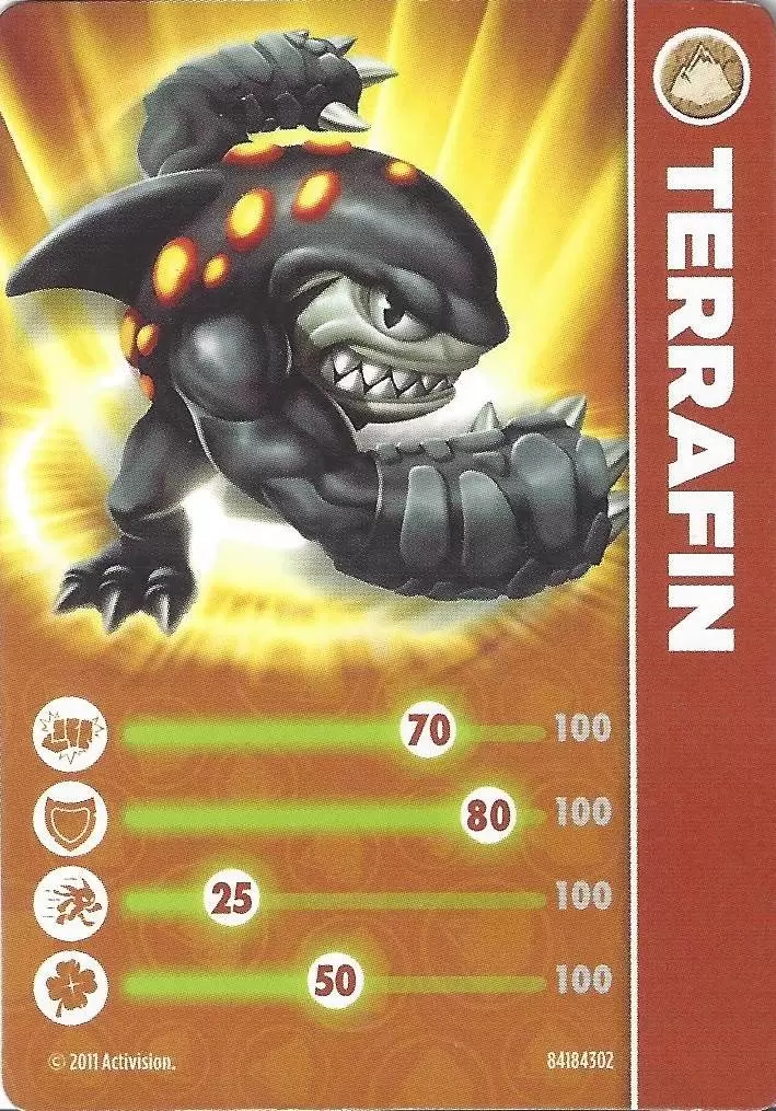 Terrafin Skylanders Spyro's Adventures Stat Card Only!