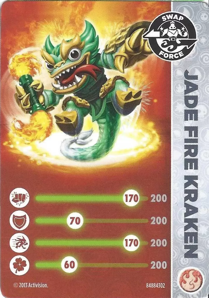 Jade Fire Kraken - Skylanders Swap-Force Cards